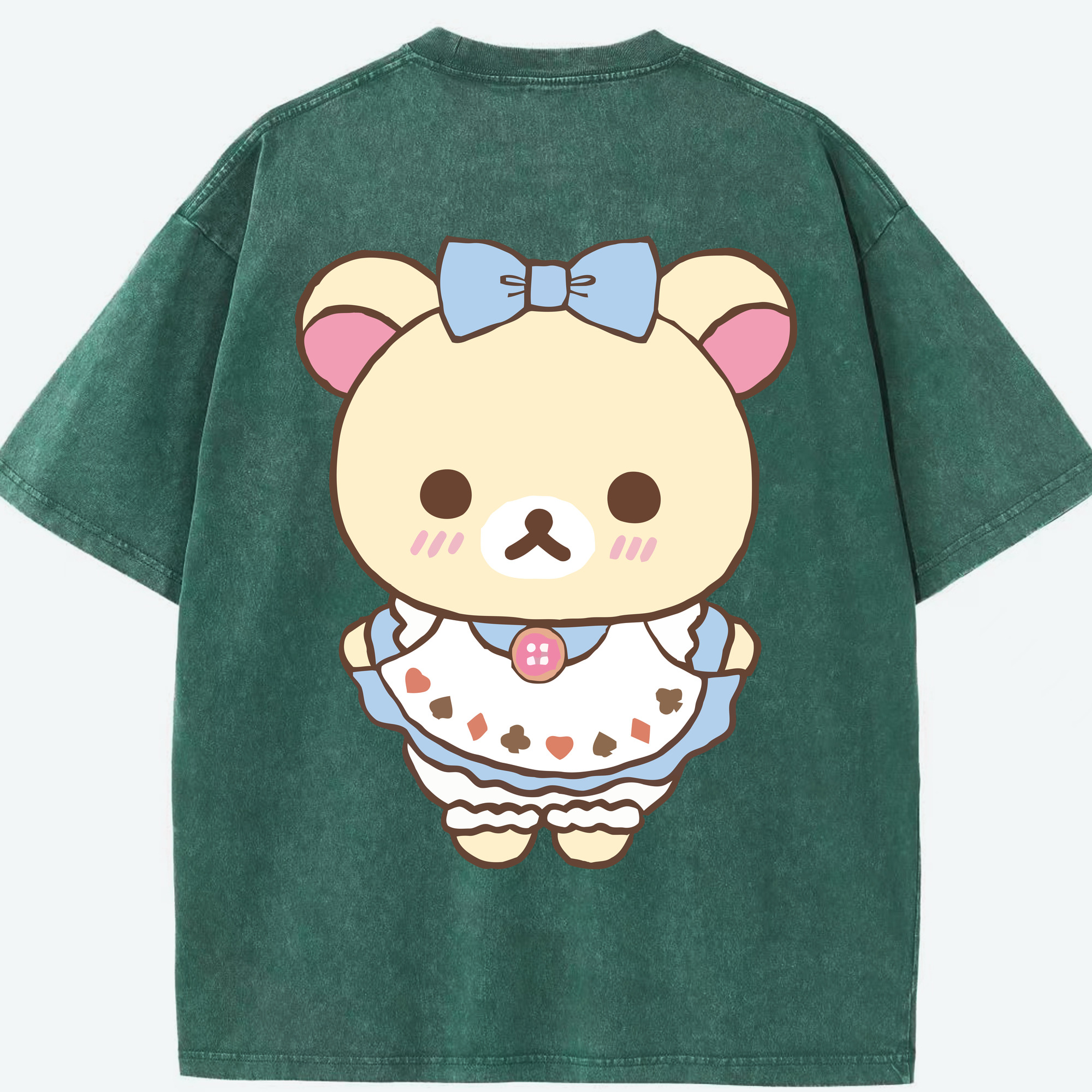 （画像用） リラックマ リラックマ キイロイトリ Rilakkuma Korilakkuma Kiiroitori 綿100% ヴィンテージ風 半袖Tシャツ（背面プリント）